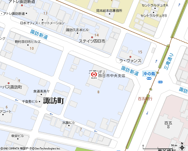 四日市中央支店付近の地図